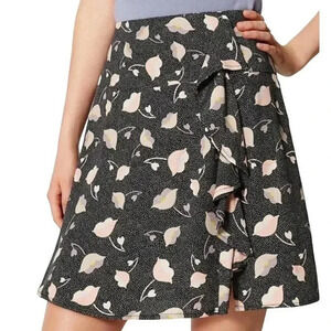Ann Taylor LOFT Polka Dot Floral Side Ruffle A-Line Skirt Women’s Size 8 M NWT